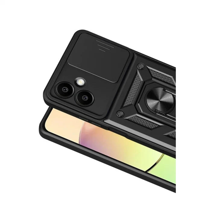 Samsung Galaxy A07 4g Pars Lens Yüzüklü Silikon - Siyah