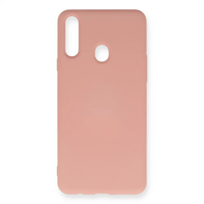 Samsung Galaxy A20s Kılıf Nano İçi Kadife Silikon - Pudra