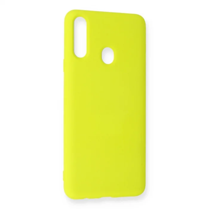 Samsung Galaxy A20s Kılıf Nano İçi Kadife Silikon - Sarı