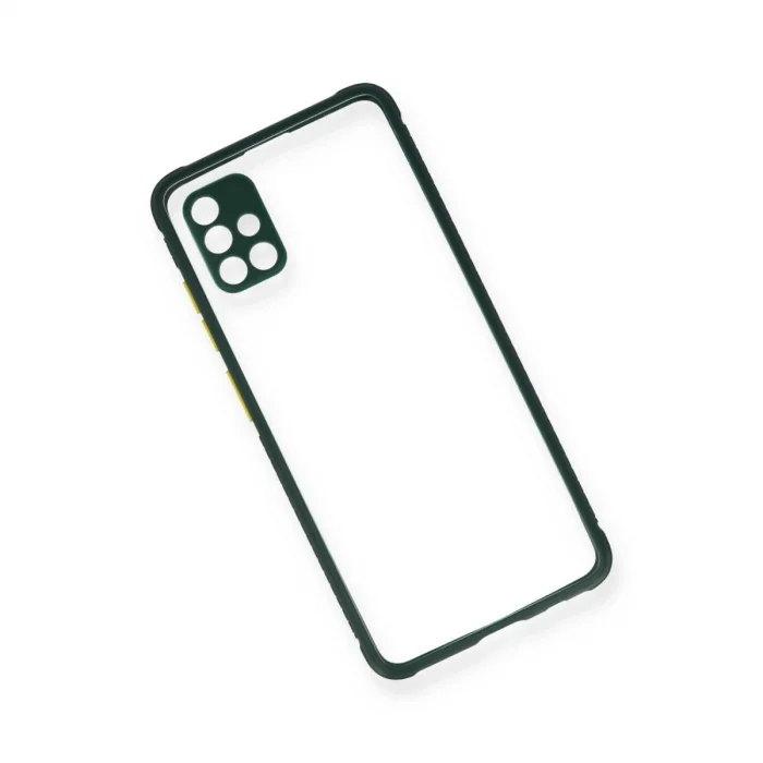 Samsung Galaxy A71 Kılıf Miami Şeffaf Silikon - Koyu Yeşil