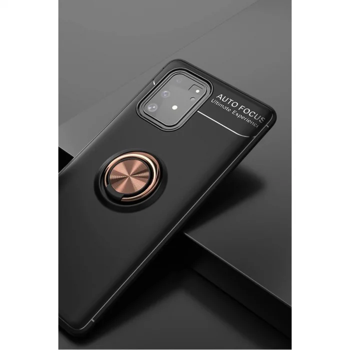 Samsung Galaxy A91 / S10 Lite Kılıf Range Yüzüklü Silikon - Siyah-gold