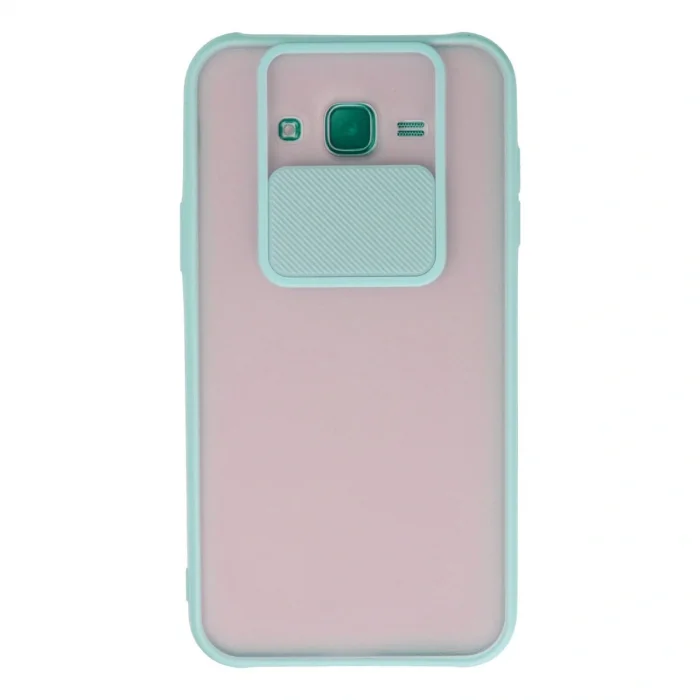 Samsung Galaxy J7 Kılıf Palm Buzlu Kamera Sürgülü Silikon - Turkuaz