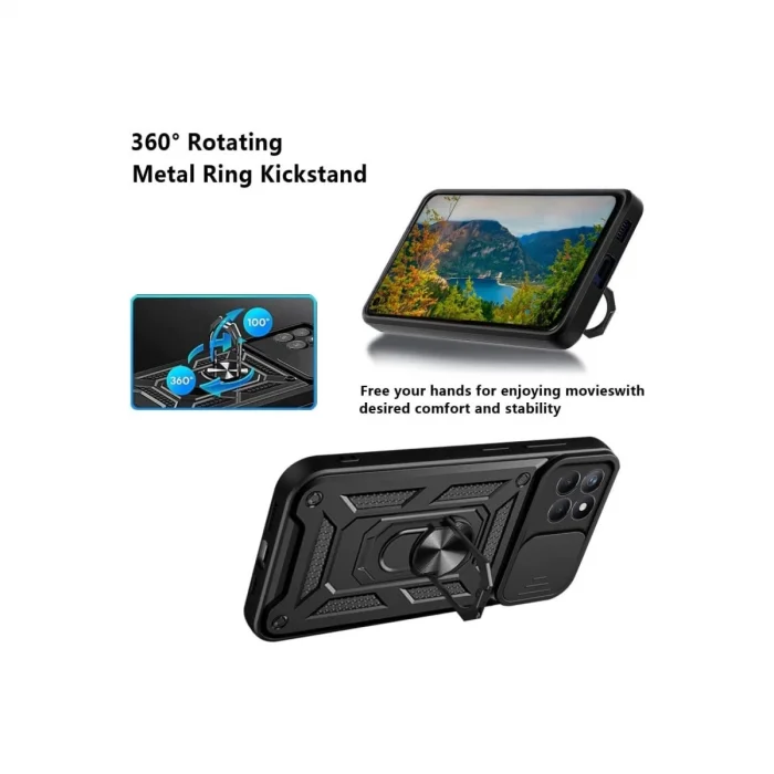 Samsung Galaxy M15 Kılıf Pars Lens Yüzüklü Silikon - Kırmızı