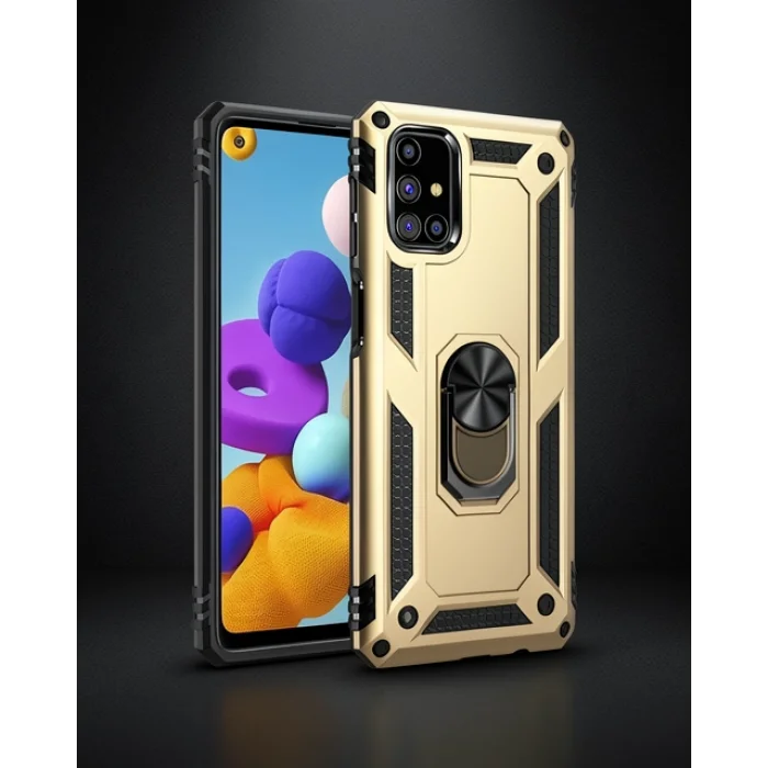 Samsung Galaxy M31S Kılıf Sofya Yüzüklü Silikon - Gold