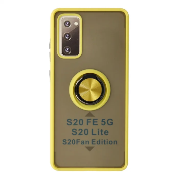 Samsung Galaxy S20 Fe Kılıf Montreal Yüzüklü Silikon Kapak - Sarı