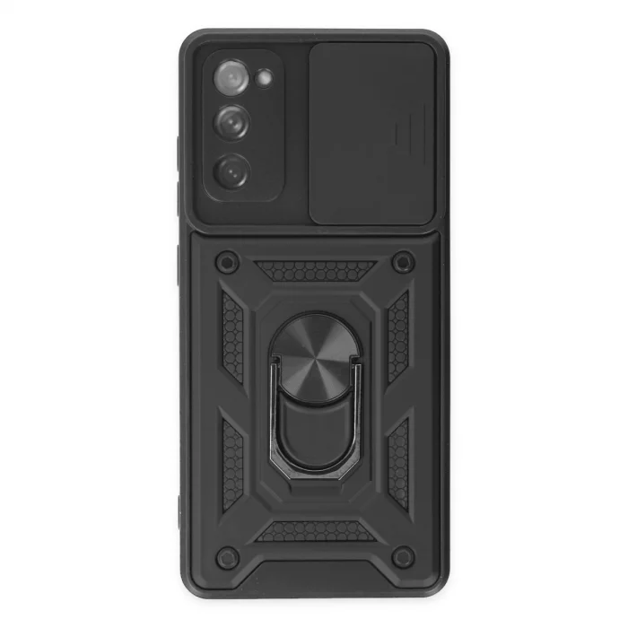 Samsung Galaxy S20 Fe Kılıf Pars Lens Yüzüklü Silikon - Siyah