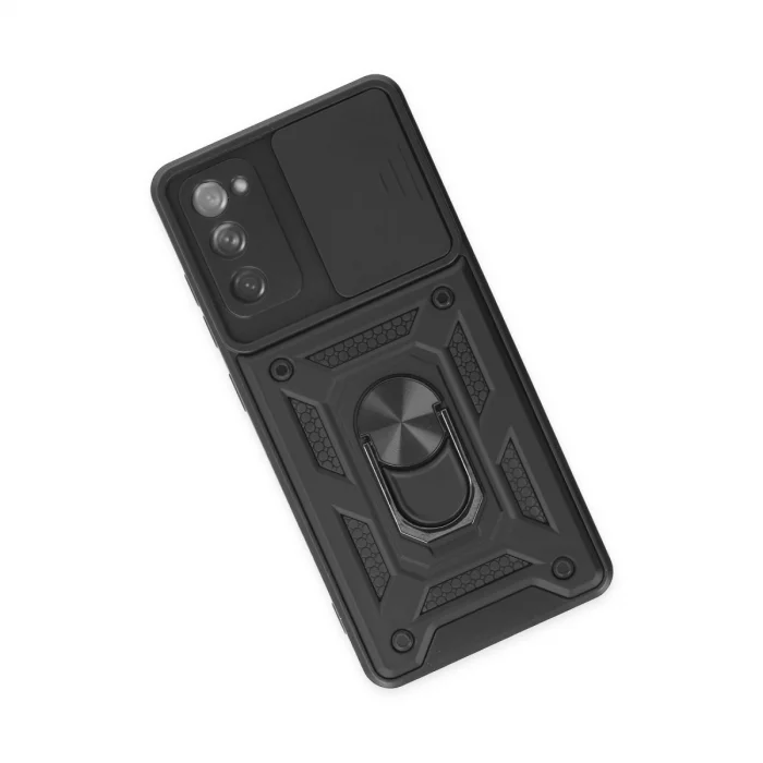 Samsung Galaxy S20 Fe Kılıf Pars Lens Yüzüklü Silikon - Siyah