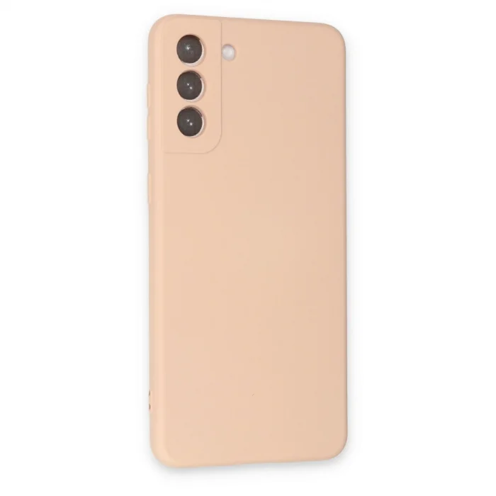 Samsung Galaxy S21 Plus Kılıf Nano İçi Kadife Silikon - Pudra
