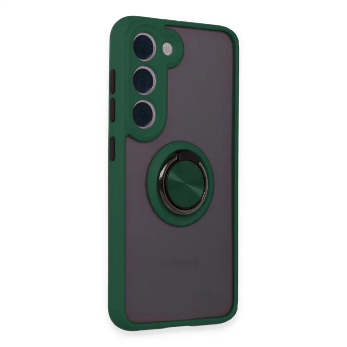 Samsung Galaxy S23 Kılıf Montreal Yüzüklü Silikon Kapak - Yeşil
