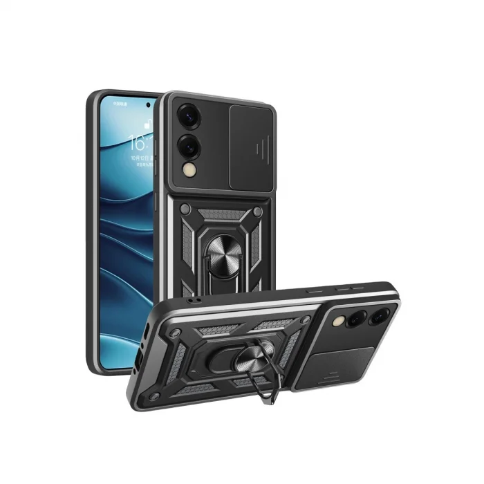 Samsung Galaxy S25 Edge Pars Lens Yüzüklü Silikon - Siyah