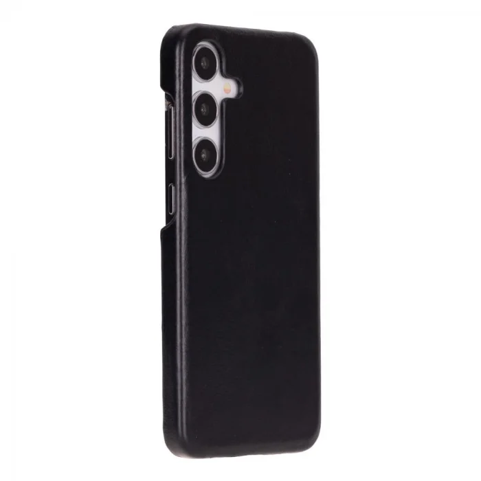 Samsung Galaxy S25 Plus Uyumlu, Hakiki Deri, El Yapımı Arka Kapak, Kömür Siyah