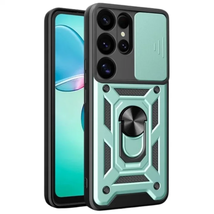 Samsung Galaxy S25 Ultra Kılıf Pars Lens Yüzüklü Silikon - Yeşil