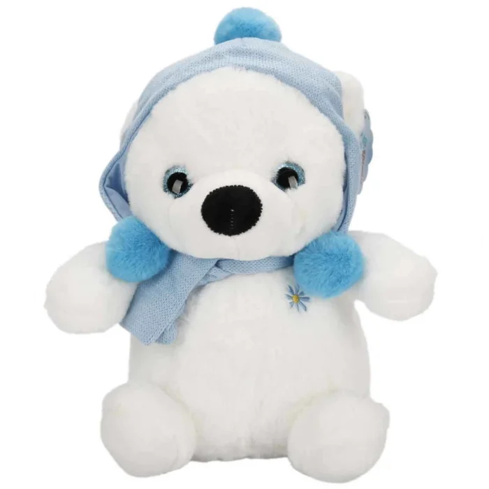 Şapkalı ve Atkılı Peluş Kutup Ayısı 30 cm S00004773