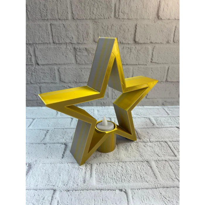 Sarı Yıldız Mumluk Modern Salon ve Raf Dekoru