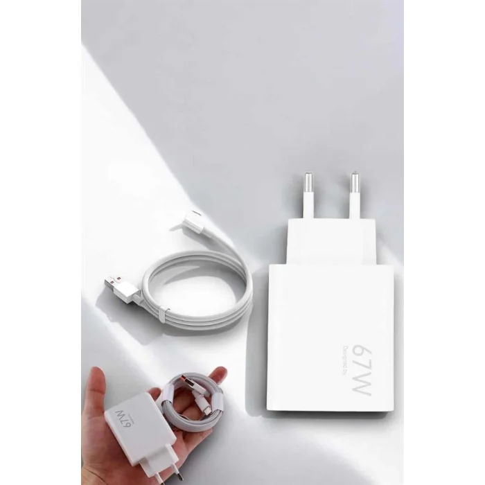 Şarj Aleti 67W Hızlı Şarj Turbo Type-C Uyumlu Şarj Adaptörü Kablosu
