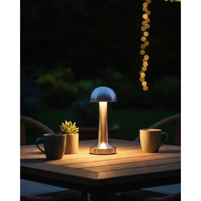 Şarjlı Kablosuz Mantar Masa Lambası Dokunmatik 3 Renk LED Modern Tasarım