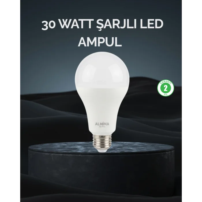 Şarjlı LED Ampul 30 Watt Soğuk Beyaz