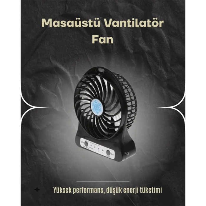 Şarjlı USB Fan – Masaüstü Mini Vantilatör Taşınabilir Işıklı 3 Kademeli Sessiz