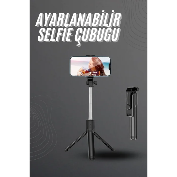 Selfie Çubuğu Tripod Bluetooth Kumandalı Selfie Çubuğu Telefon Tutucu
