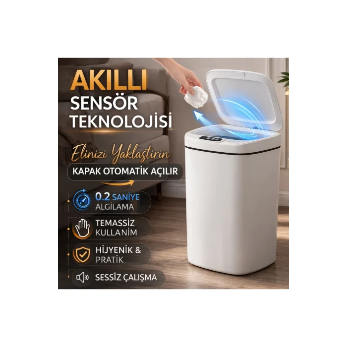 Sensörlü Çöp Kovası Otomatik Kapak Temassız