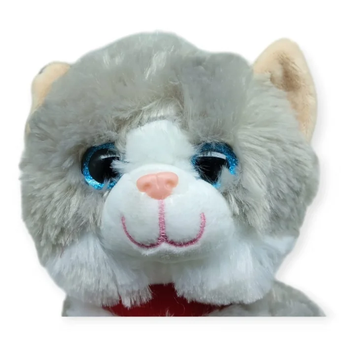 Sesli Peluş Kedi 25 cm - Gri - 1 ADET