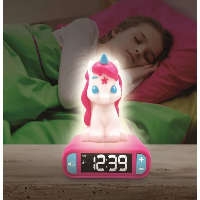 Sesli ve Işıklı 3D Unicorn Dijital Çalar Saat