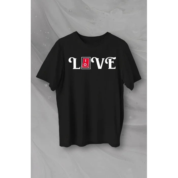 14 Şubat Tişört Sevgililer Günü İçin Özel Tasarım Love Baskılı T-shirt - Siyah