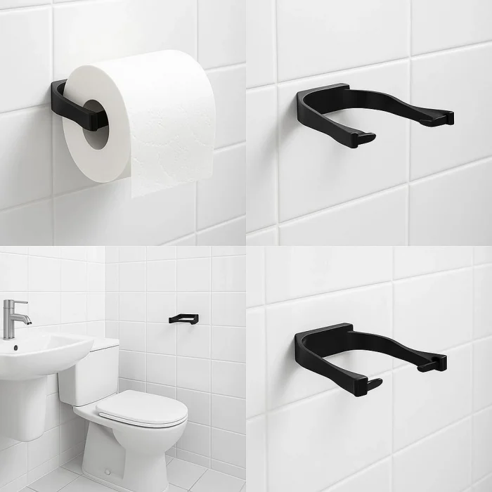 Şık Tasarım Siyah Tuvalet Kağıdı Askılığı Peçetelik