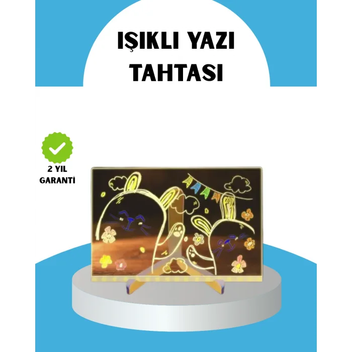 Silinebilir LED Mesaj Tahtası 7 Renkli Kalem Dahil