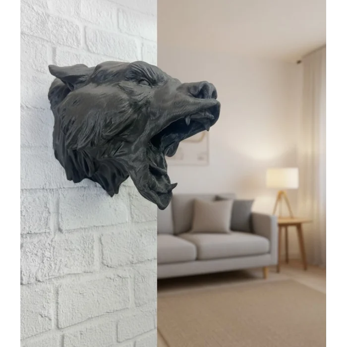 Siyah Ayı Figürü Duvar Dekoru Asılabilir Hediyelik Heykel 25x19 cm