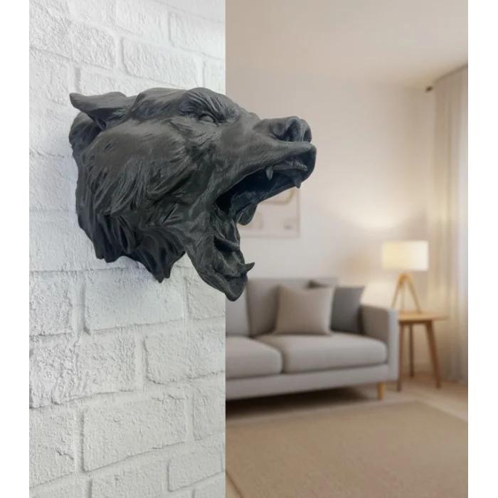 Siyah Ayı Figürü Duvar Dekoru Asılabilir Hediyelik Heykel 25x19 cm (Kopya)