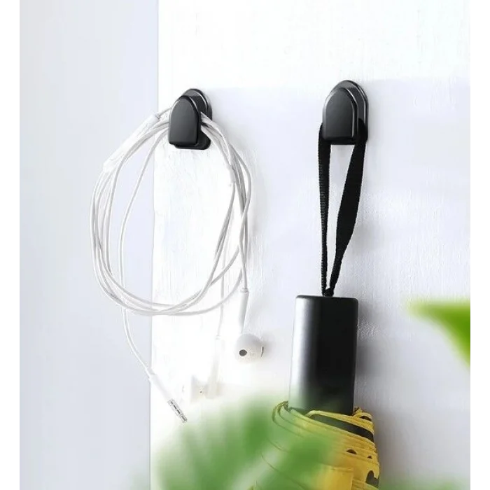 Siyah Çok Amaçlı Yapışkanlı Kanca 10 lu