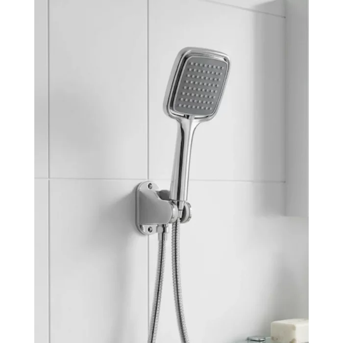 Siyah Duş Seti El Duşu Başlığı Spiral Hortum ve Duvar Askısı Banyo Duş Seti