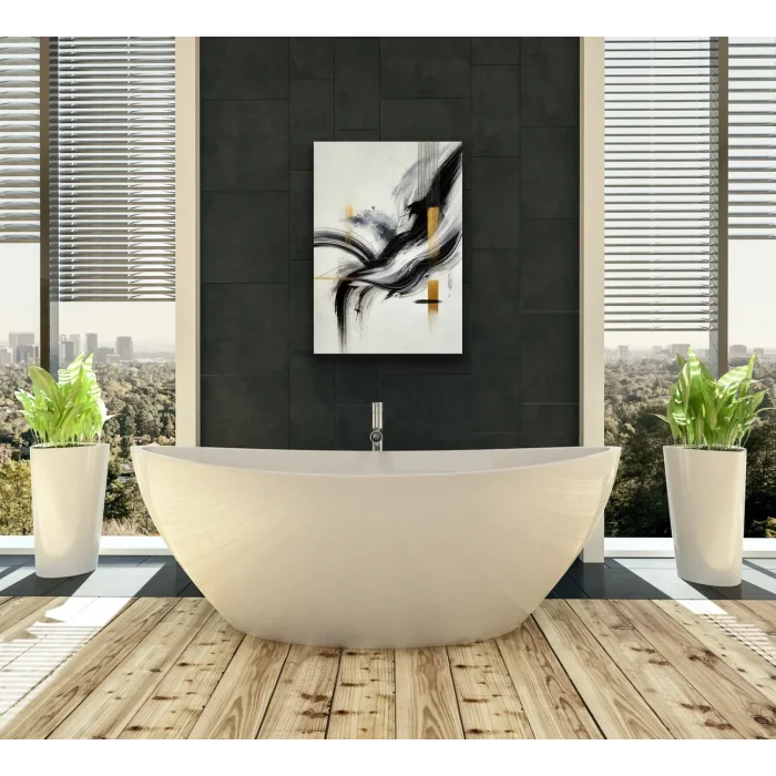 Siyah Gold Soyut Kanvas Tablo 70x100cm