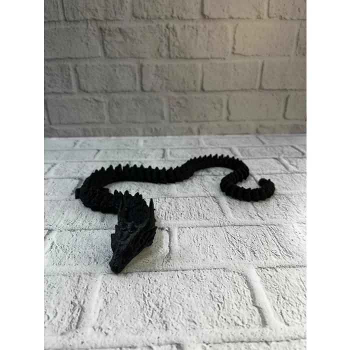 Siyah Hareketli Ejderha Figürü Esnek Gövdeli Dekoratif Tasarım 60 cm