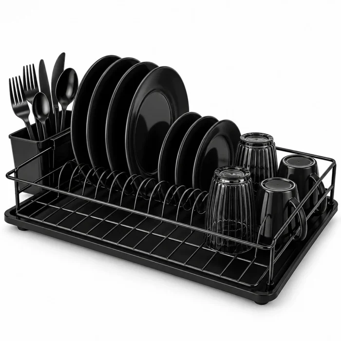 Siyah Tek Katlı Tabaklık - Bulaşıklık Bx40
