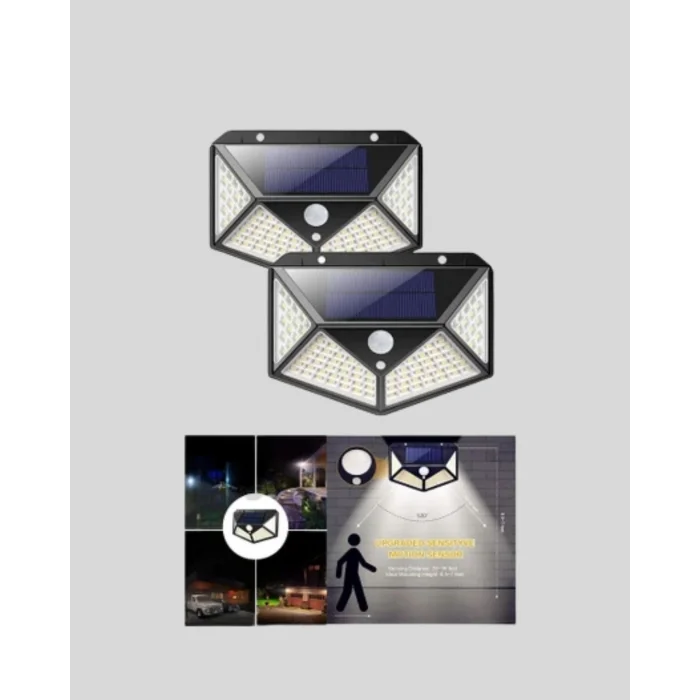 Solar Bahçe Lambası 100 LED Hareket Sensörlü Güneş Enerjili Aydınlatma