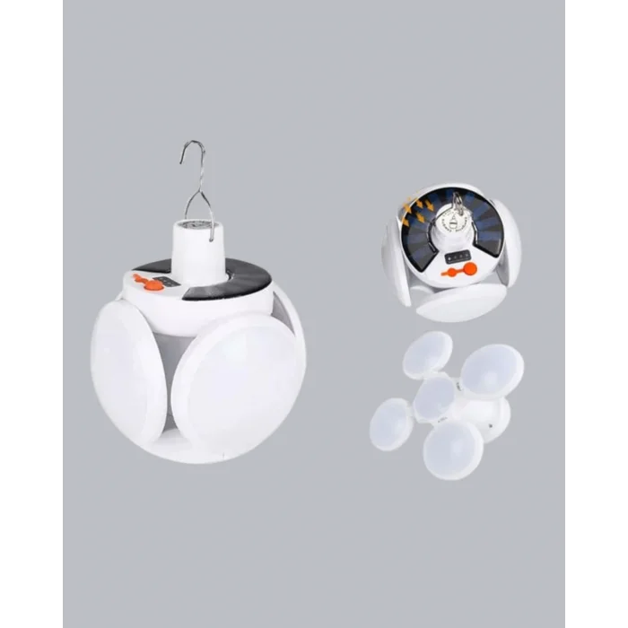 Solar Güneş Enerjili ve USB Şarjlı 5 Kanatlı LED Kamp Lambası