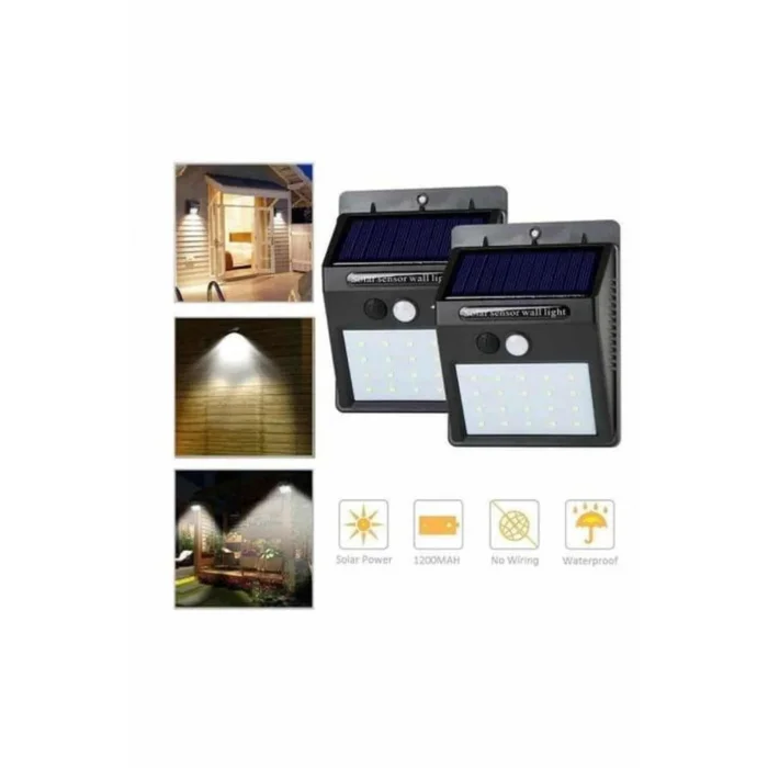 Solar Sensörlü Duvar Lambası Bahçe Lamba 20 Led Işık