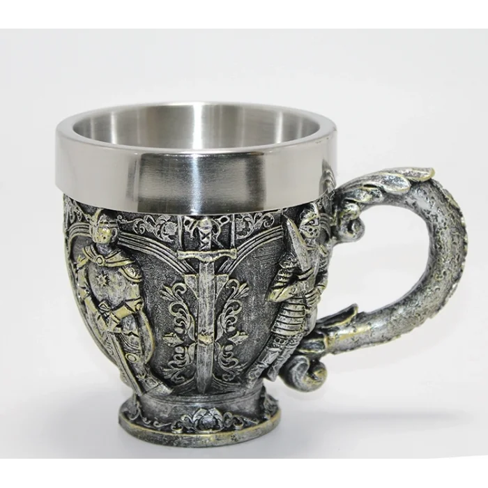 Şövalye Kabartmalı 3d Paslanmaz Çelik Kupa Bardak Alk4477
