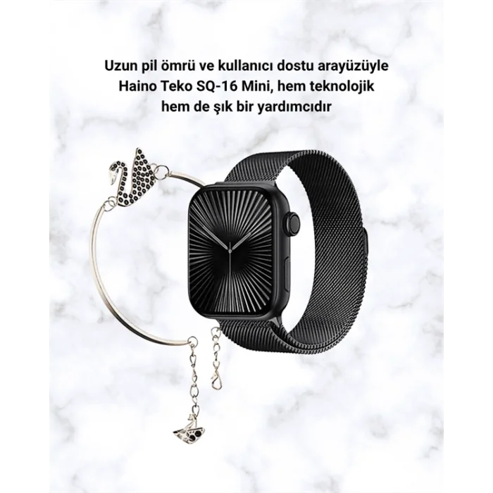 SQ-16 Mini Series 10 Akıllı Saat | Şık ve Hafif Tasarım, 3 Kordon Seçeneği