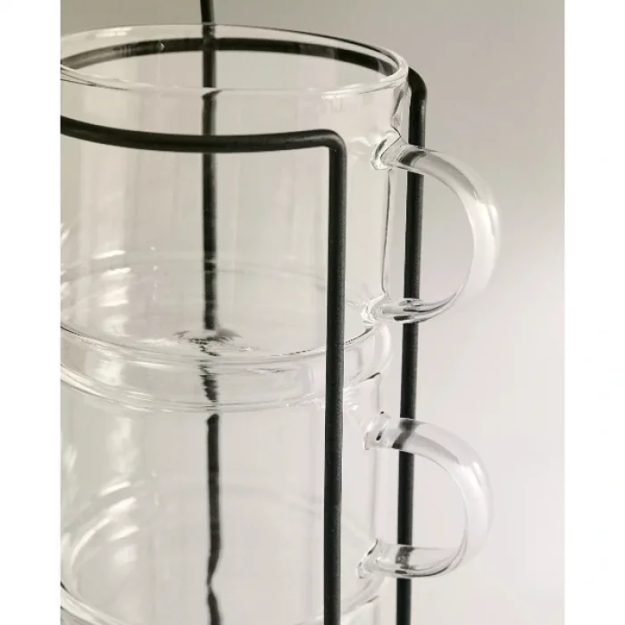 Standlı Borosilikat 4lü Fincan Seti