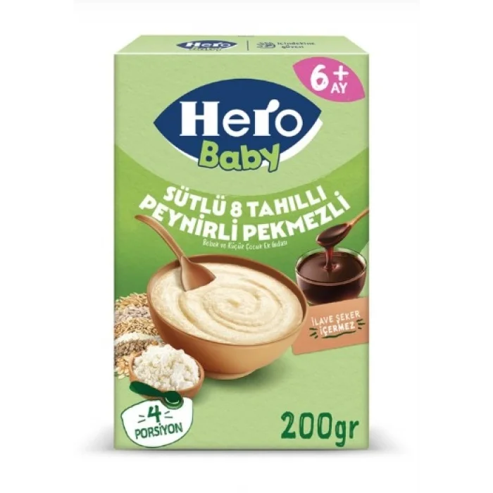 Sütlü 8 Tahıllı Peynirli Pekmezli Kaşık Mama 200 Gr
