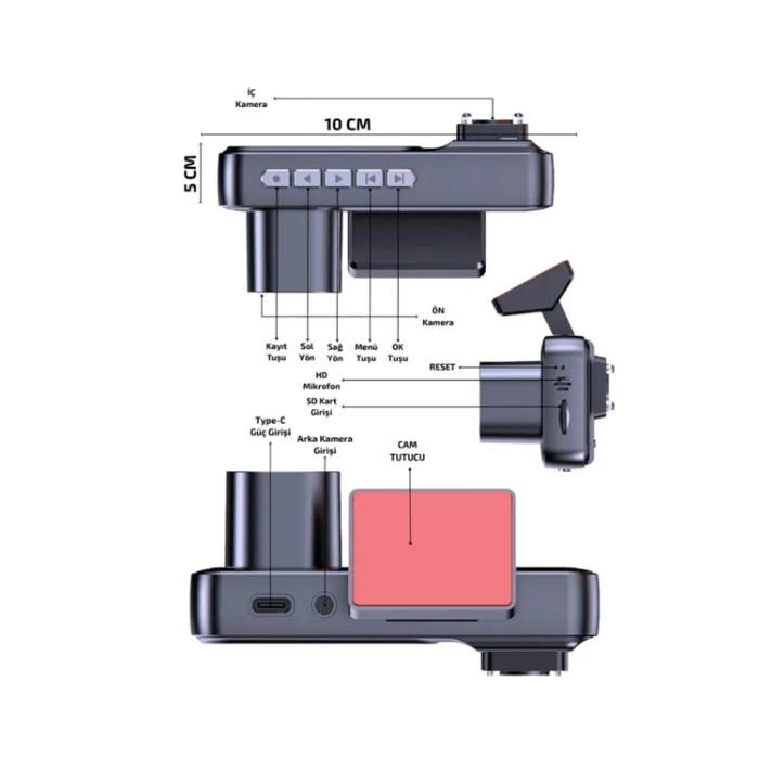 Tam Kapsamlı Araç Güvenliği: 3 Kameralı Full HD Kayıt Sistemi ile Ön İç ve Arka Görüş