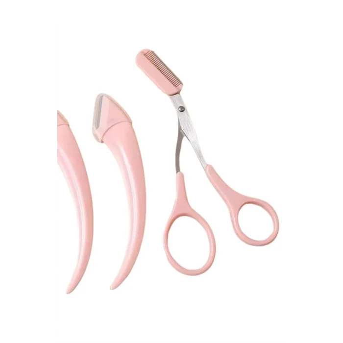 Taraklı Kaş Bıyık Makası Ve Kaş Ustura Seti Kaş Bıyık Tüy Alma Epilasyon Aleti 2li Set