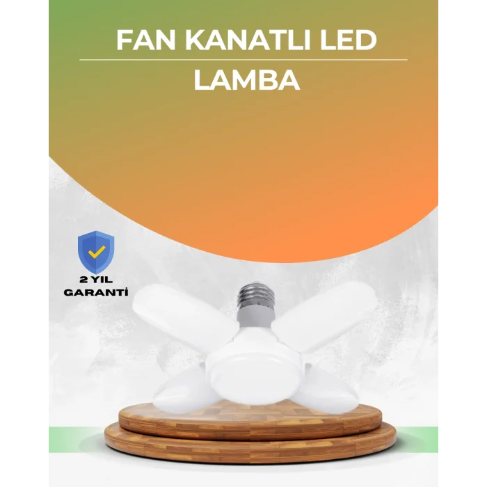 Tasarruflu Pervane LED Ampül 4 Kollu 60 Watt Geniş Alan Aydınlatma
