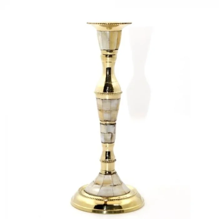 Tekli Pirinç Sedefli Şamdan Model 1