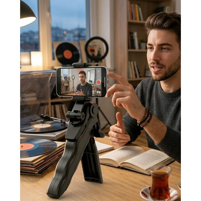 Telefon Tripodu Masaüstü Stand 360 Derece Dönebilen Telefon Tutucu