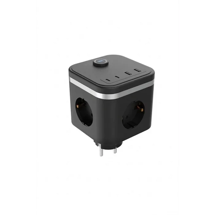 Termal Akım Korumalı Isıya Dayanıklı 3’lü Duvar Tipi Priz 2x Usb 2x Typce 3680 W