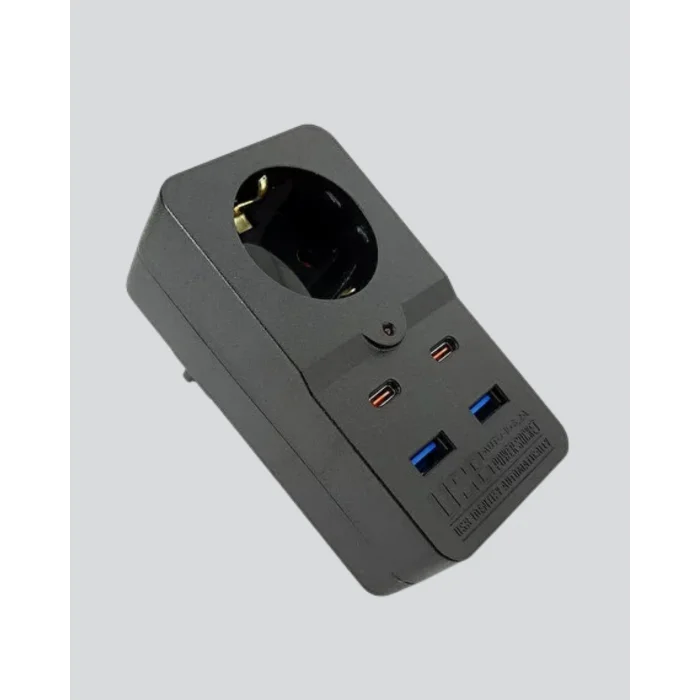 Tip Akım Koruma Prizi 10A 2500W USB Type C Destekli